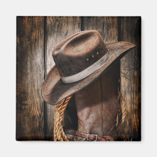 western country brown barn wood cowboy boots magnet