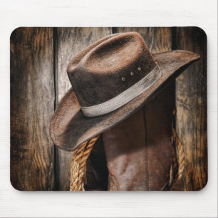 western country brown barn wood cowboy boots mouse pad
