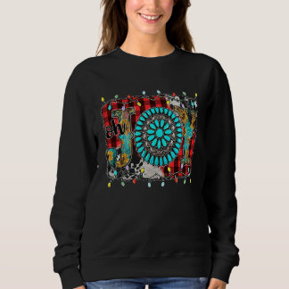 Western Country Christmas Joy Buffalo Turquoise Co Sweatshirt