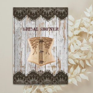 Western country corset steampunk bridal shower invitation