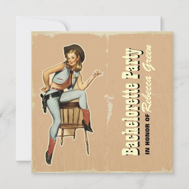 western country cowboy bachelorette party invitation (Front)