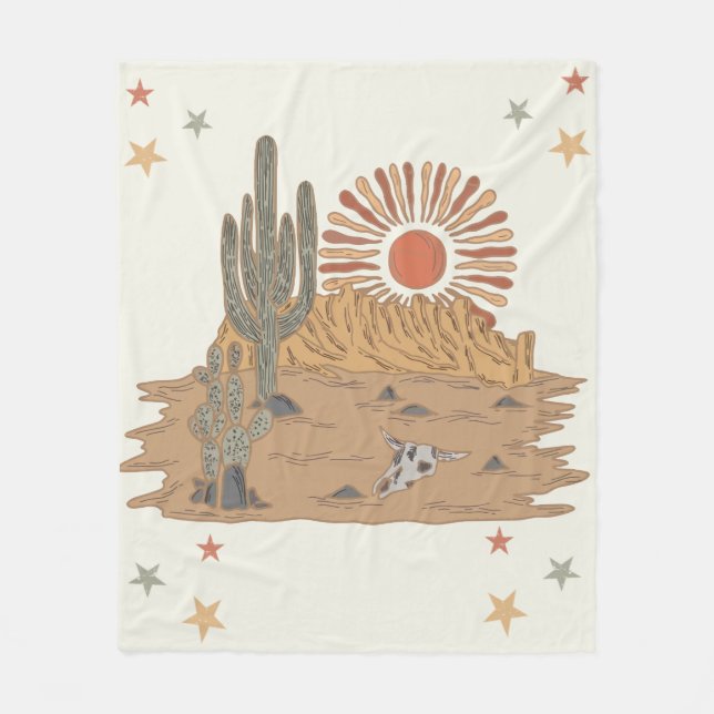 Western Country Cowboy Birthday Fleece Blanket (Front)