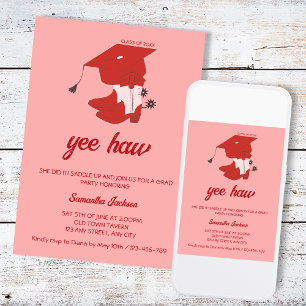 Western Country Cowboy Boots & Cap Graduation Invitation