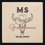 Western Country Cowboy Monogram Best Man Groomsmen Stone Coaster<br><div class="desc">Personalised gifts for groomsmen and best man with old western cowboy theme. Decorated with cowboy hat with vintage western font. Text and colour are editable using the Design Tool to fit your occasion. Get this customise gift for wedding,  bachelor party,  engagement party or any other special occasions.</div>