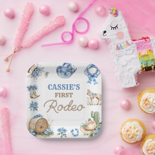 Western Country Cowboy Rodeo Birthday Party Paper Paper Plate (Party)