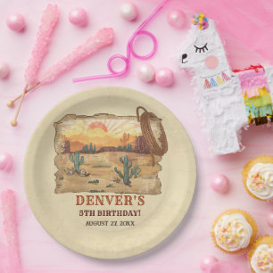 Western Country Cowboy Rodeo Birthday Party Paper Plate