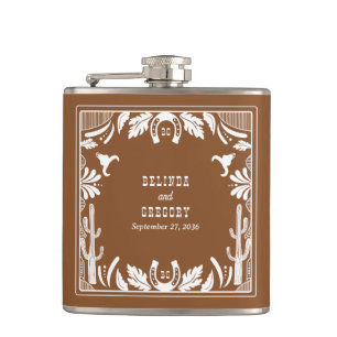 Western Country Cowboy Rustic Wedding  Hip Flask