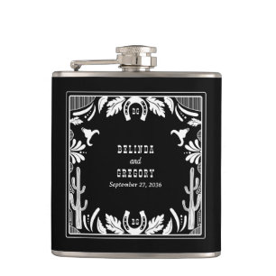 Western Country Cowboy Rustic Wedding  Hip Flask