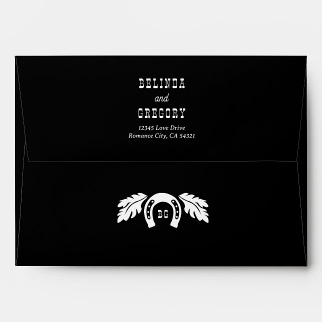 Western Country Cowboy Rustic Wedding Invite Envelope (Back (Top Flap))
