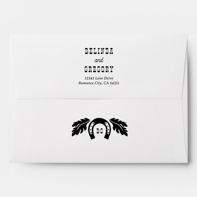 Western Country Cowboy Rustic Wedding Invite Envelope (Back (Top Flap))