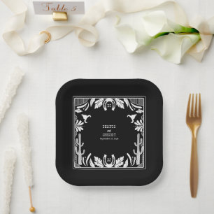 Western Country Cowboy Rustic Wedding Paper Plate