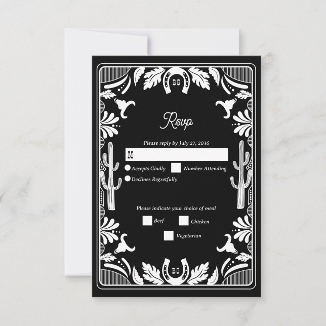 Western Country Cowboy Rustic Wedding RSVP Card (Front)