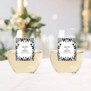 Western Country Cowboy Rustic Wedding Stemless Wine Glass