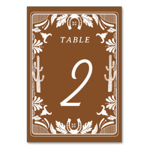 Western Country Cowboy Rustic Wedding Table Number