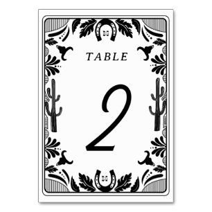 Western Country Cowboy Rustic Wedding Table Number