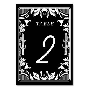 Western Country Cowboy Rustic Wedding Table Number