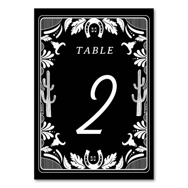 Western Country Cowboy Rustic Wedding Table Number (Front)