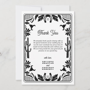 Western Country Cowboy Rustic Wedding Thank You Card