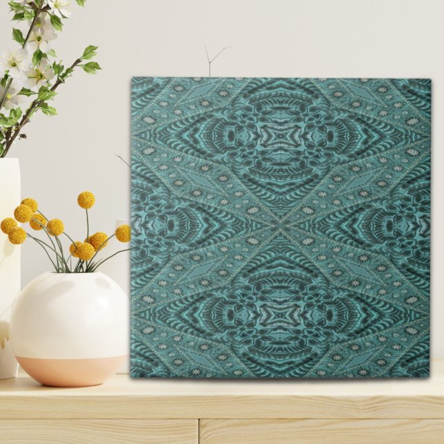 Western Country Cowboy Teal Turquoise Leather Ceramic Tile (Western Country Cowboy Teal Turquoise Leather Ceramic Tile)
