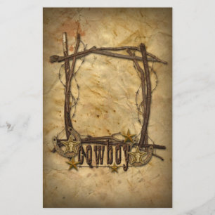 western country cowboy twigs frame stationery