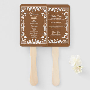 Western Country Cowboy Wedding Order of Service Hand Fan