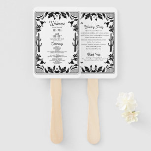 Western Country Cowboy Wedding Order of Service Hand Fan