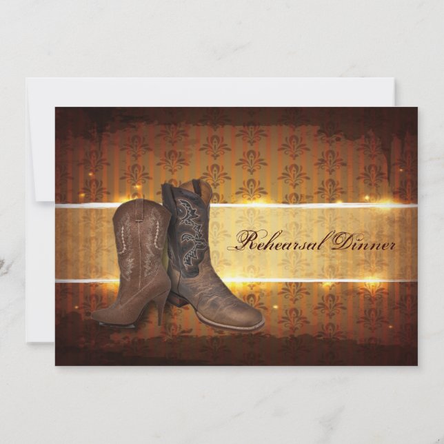 western country cowboy wedding Rehearsal Dinner Invitation (Back)