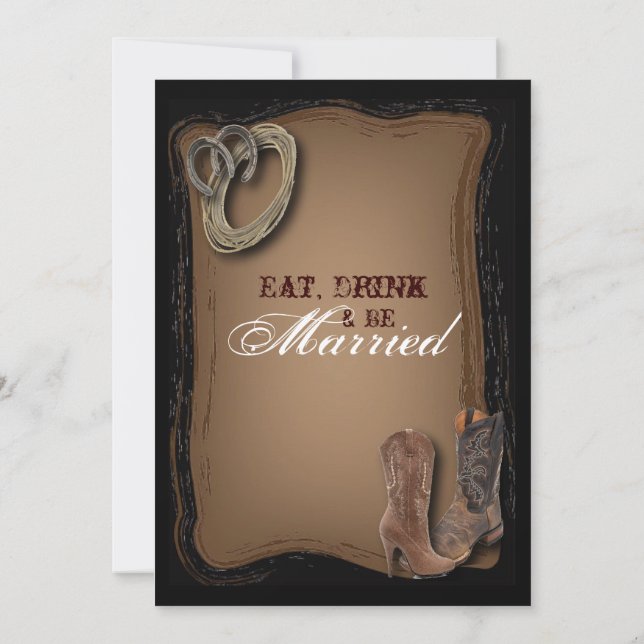 western country cowboy wedding Rehearsal Dinner Invitation (Back)