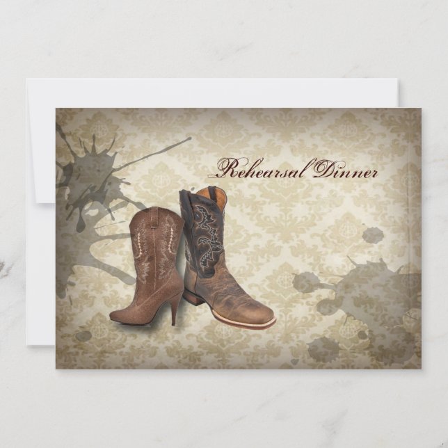 western country cowboy wedding Rehearsal Dinner Invitation (Back)