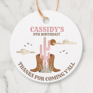 Western Country Cowgirl Birthday Thank You Gift Favour Tags