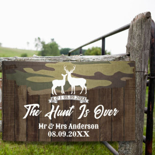 Western Country Deer The Hunt Is Over Wedding  Banner