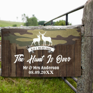 Western Country Deer The Hunt Is Over Wedding  Banner
