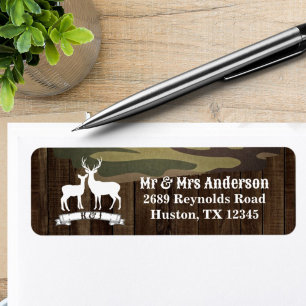 Western Country Deer The Hunt Is Over Wedding Return Address Label