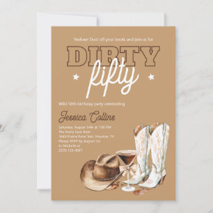 Western Country Dirty Fifty 50th Birthday Party Invitation