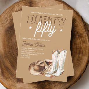 Western Country Dirty Fifty 50th Birthday Party Invitation