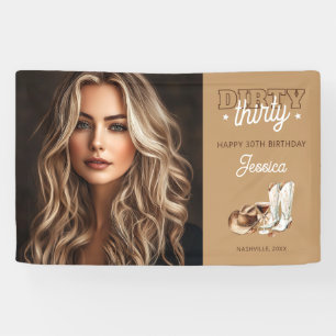 Western Country Dirty Thirty 30th Birthday Photo Banner