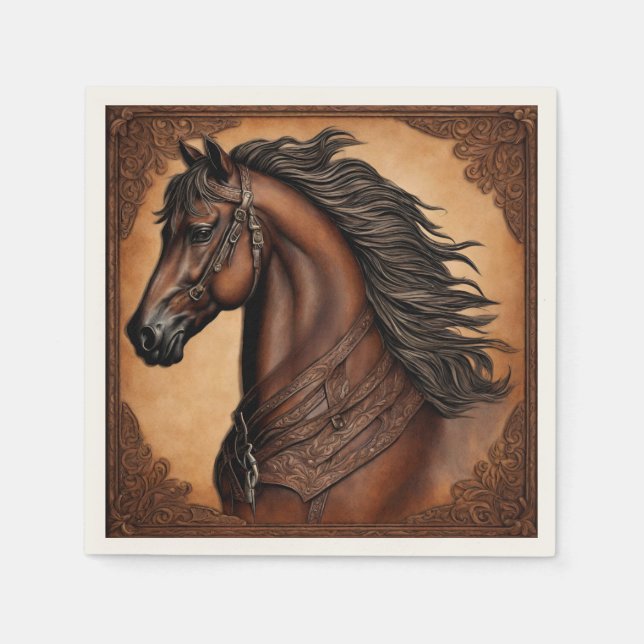 Western Country Equine Equestrian Horse Party  Napkin (Front)