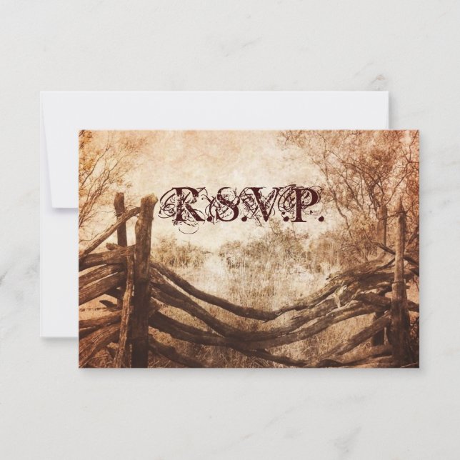 western country farm wedding RSVP response (Front)