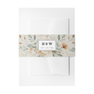 Western country floral wedding invitation  belly band