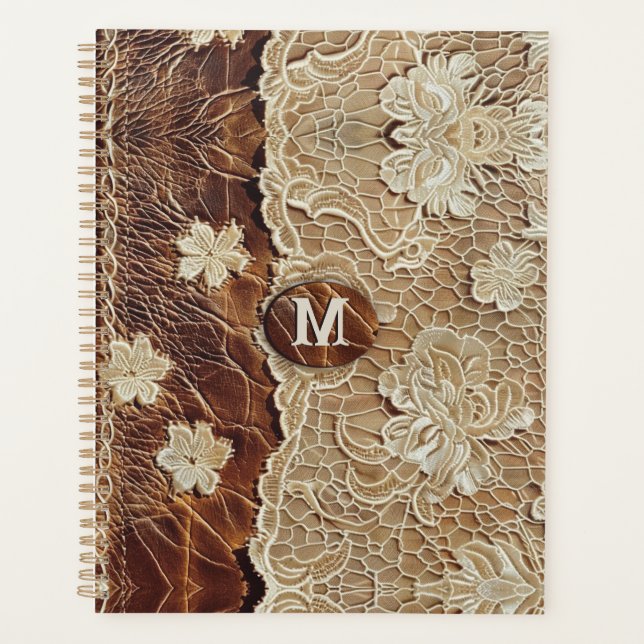 Western Country Leather n Lace Initial Planner (Front)