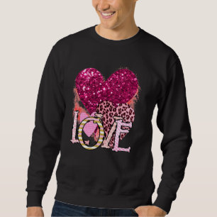 Western Country Leopard Hearts Love Cowgirl Valent Sweatshirt