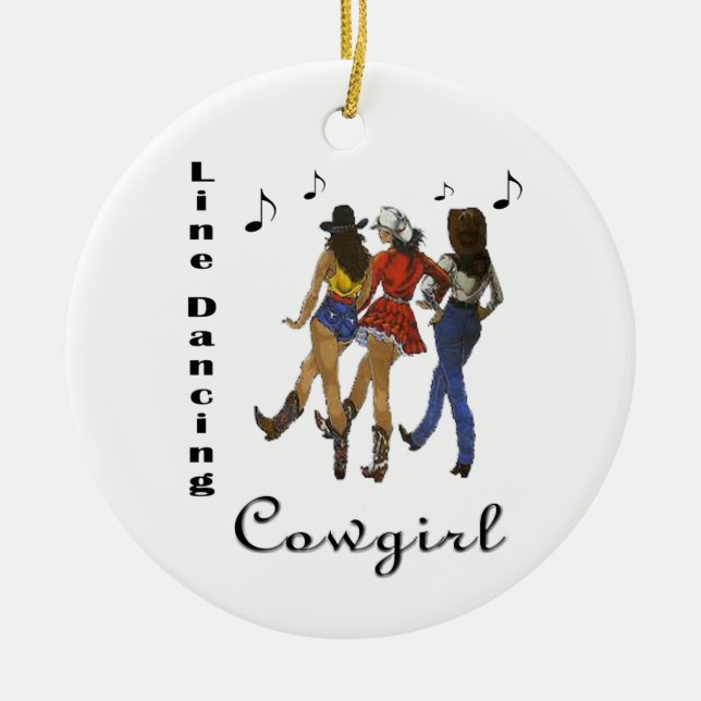 Western Country "Line Dancing Cowgirl" Ornament (Front)