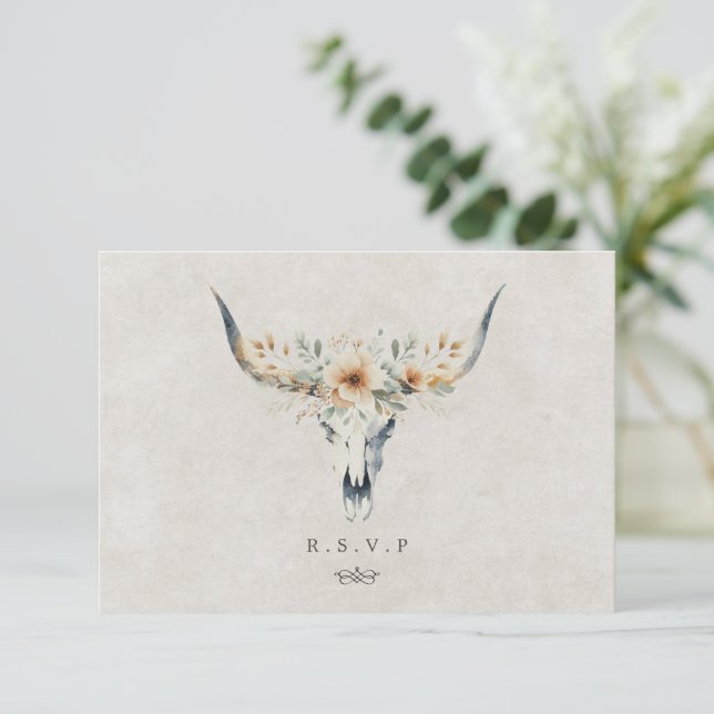 Western country longhorn wedding meal choices RSVP (Standing Front)