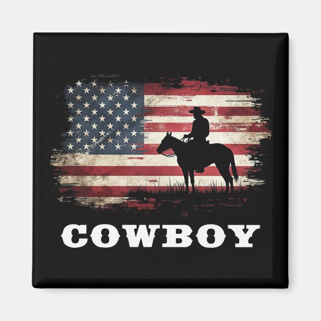 Western Country Men Rodeo Southern Retro Cowboy Magnet (Front)