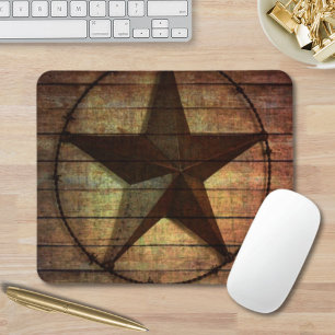 Western Country Primitive Barn Wood Texas Star Mouse Pad