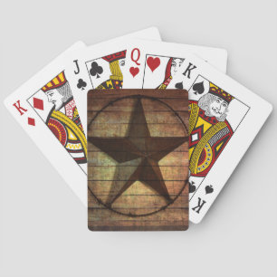 Western Country Primitive Barn Wood Texas Star Playing Cards