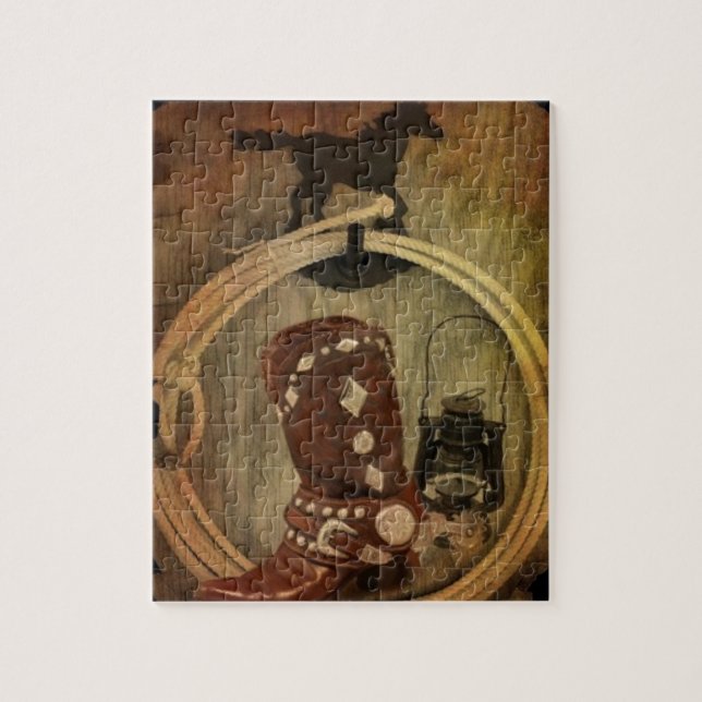 Western Country Rodeo cowboy boot Lasso Rope Jigsaw Puzzle (Vertical)