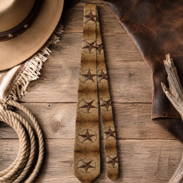 Western Country Rustic Burlap Primitive Texas Star Tie (Western Country Rustic Burlap Primitive Texas Star Tie)