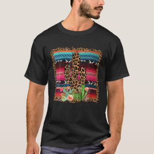 Western Country Serape Leopard Cactus Cowgirl Hors T-Shirt