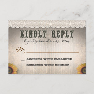 western country style and lace wedding RSVP Card